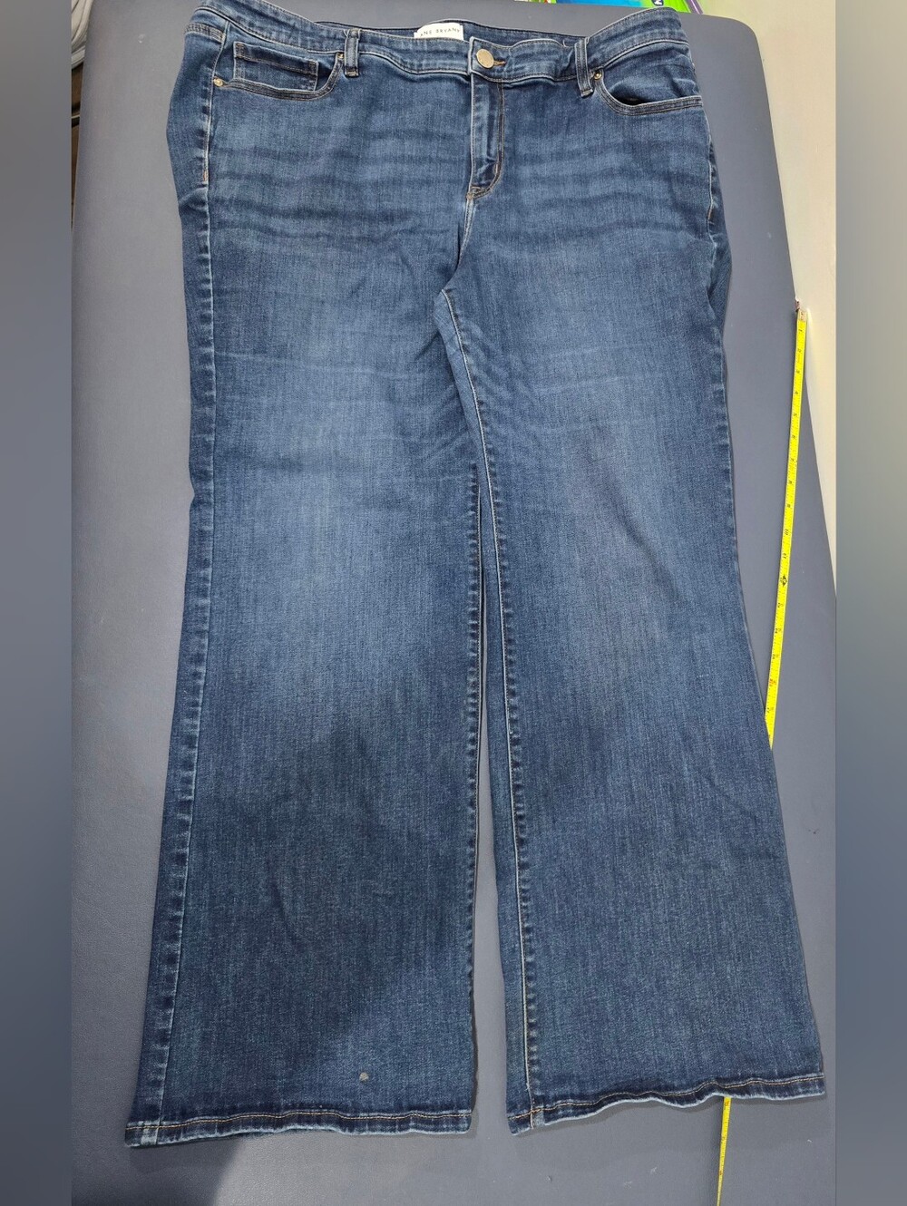 Lane Bryant Jeans Bootcut Mid Rise Magic Flex Waist Band Dark Comfy Size 22